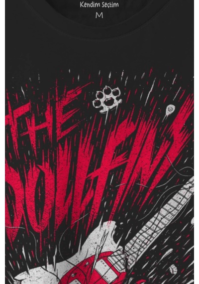 The Dollfins Müzik Şarkı Band Gitar Baskılı Siyah T-shirt Unisex Tişört 001