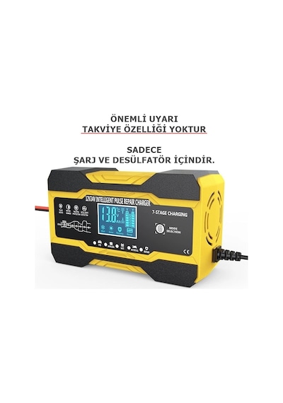 12v Desülfatör Akü Şarj Cihazı 10ah Jel Asitli Sulu Aküler Için Takviye Özelliği Yoktur