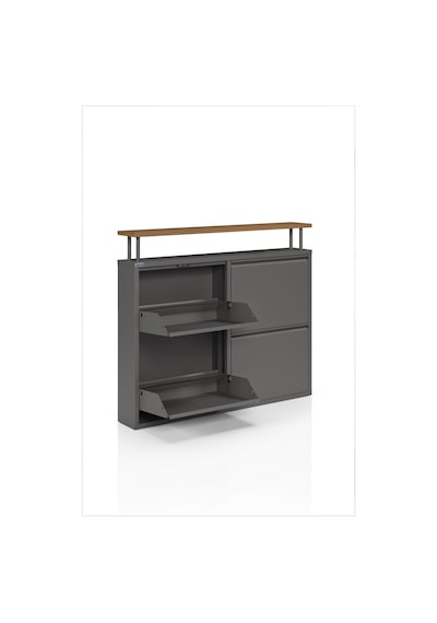 Ceha Tablalı 4'lü Metal Ayakkabılık - Füme K.AYK-2.4/AC/P 7979