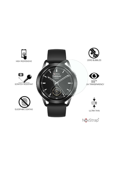 Novstrap Xiaomi Watch S3 İle Uyumlu Ekran Koruyucu 9h Sert Temperli Cam Kolay Uygulama Aparatlı