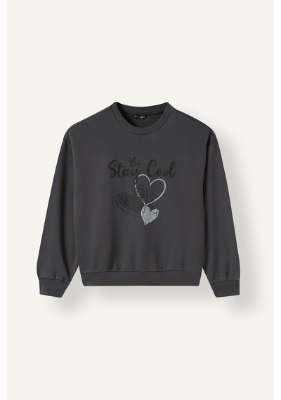 Defacto Relax Fit Bisiklet Yaka Baskılı Uzun Kollu Sweatshirt Kız Çocuk I4060a826auar150 Antrasit-ar150