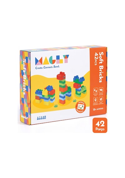 Magly Soft Bricks Yumuşak Yapı Blokları - Çocuklar İçin Renkli Esnek 42 Parça Yapı Blok Seti