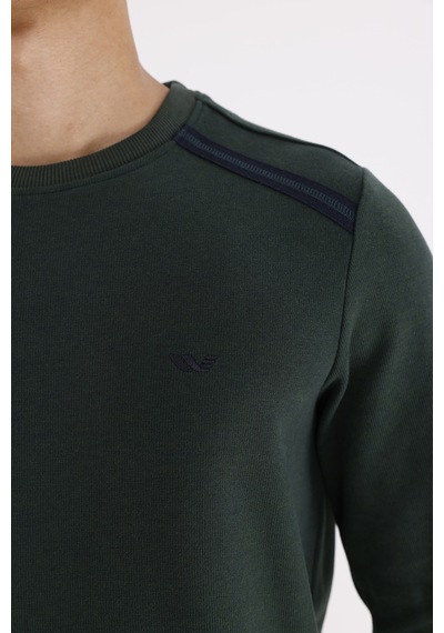 Rowinger Selanik Kumaş Yapılı Esnek Manşetli Konforlu Rahat Kesim Sweatshirt Darkgreen