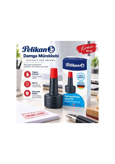 Kırmızı Yağsız Damga Ve Kaşe Mürekkebi 28 Ml Diğer