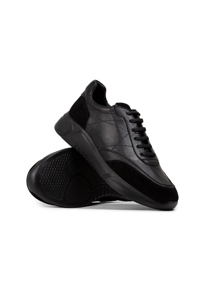 Deery Hakiki Deri Siyah Erkek Sneaker Ayakkabı - 01962msyhe02 Siyah