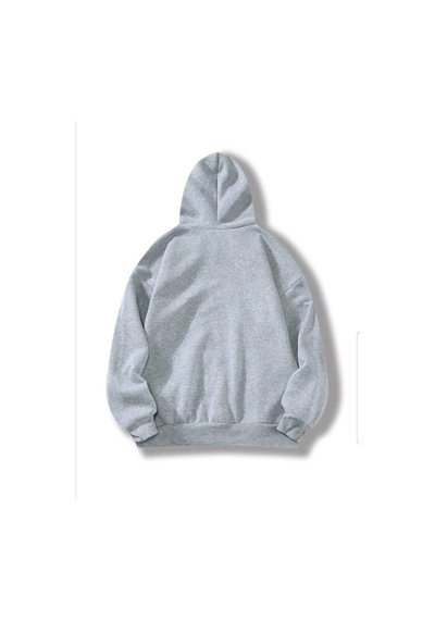 Zip Moda Baby Yoda No Coffee No Workee Baskılı Kapüşonlu Sweatshirt Hoodie Gri