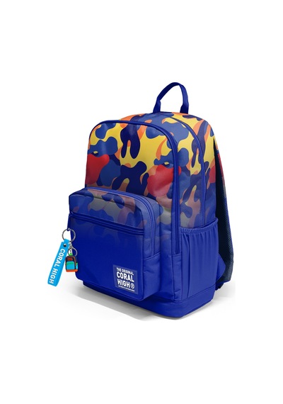 Coral High Saks Kamuflaj Desenli Okul Sırt Çantası 33239 Mavi