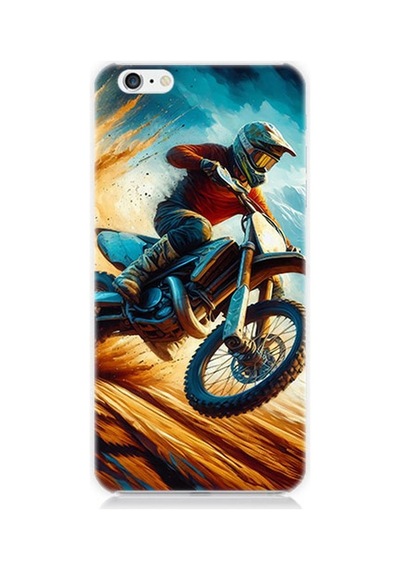 Apple Uyumlu iPhone 6 Plus Alevler Arasında Motosiklet Sıçrayışı Desenli Silikon Kılıf Çok Renkli