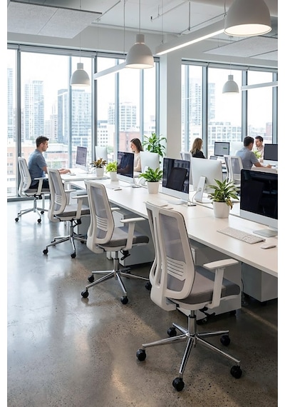 Ofisbazaar Up Beyaz Fileli Çalışma Koltuğu Ergonomik Şef Ve Toplantı Koltuğu Gri Gri