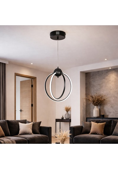 Tt074-2-sy Tt Aydınlatma 2'li Mat Siyah Led Avize Beyaz Işık