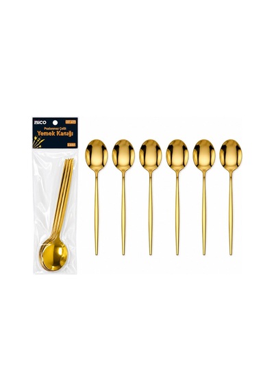 İbico İ22-437 Yemek Kaşık Seti 21cm 6 Adet Gold - 10'li Paket Diğer