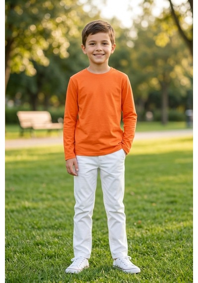 Kiagu Erkek Çocuk Uzun Kollu Basic Düz Tişört %100 Pamuk Bisiklet Yaka T-shirt 2-13 Yaş Turuncu Kiagu Erkek Çocuk Uzun Kollu Basic Düz Tişört %100 Pamuk Bisiklet Yaka T-shirt 2-13 Yaş Turuncu