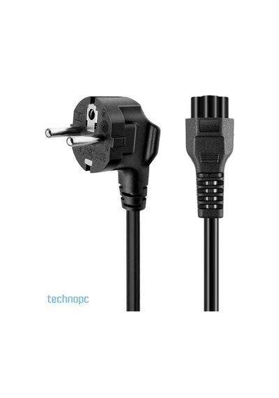 Technopc Notebook Adaptör Güç Kablosu 1.2 Mt Yonca Power Kablo Laptop Bilgisayar Kablosu Siyah