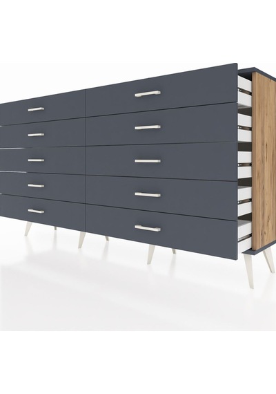 Arges Konsol 10 Çekmeceli 176x30x99 Çam-antrasit Çam-antrasit Arges Konsol 10 Çekmeceli 176x30x99 Çam-antrasit Çam-antrasit