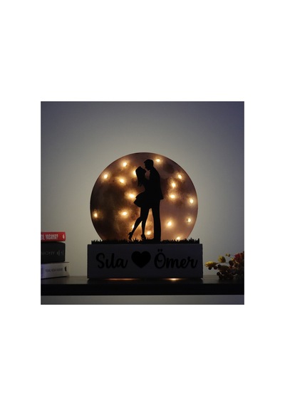 Led Işıklı Pleksi Dolunay Kişiselleştirilebilir Biblo Sandra Sarılan Sevgili Anahtar Askılığı Sarı - 737331545 Sarı