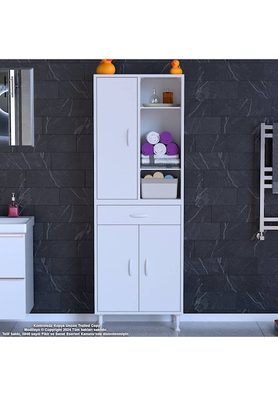 55x173 Cm Mutfak Dolabı Banyo Dolabı Çok Amaçlı Dolap Ard-138 Beyaz