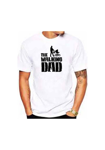 The Walking Dad Baskılı Babalara Özel Farklı Tasarım Erkek Tişört Beyaz