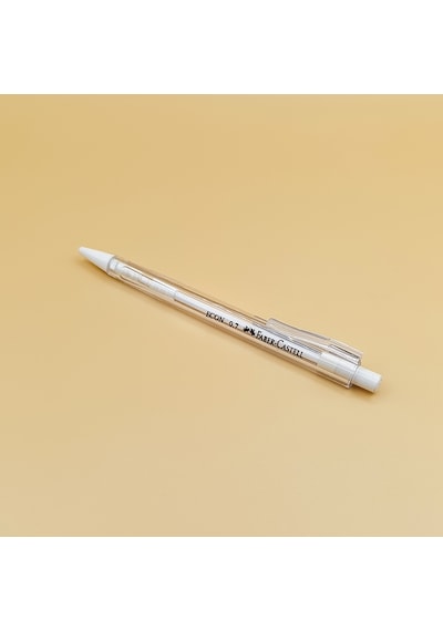 Faber-castell Econ 0.7 Mm Uçlu Kalem Şeffaf Gövdeli Otomatik Kalem Beyaz