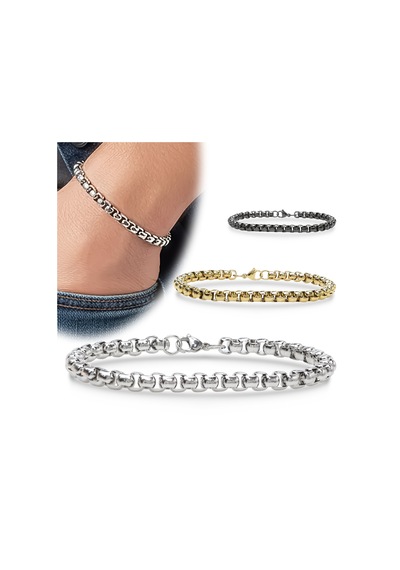 Premium Arnavut Çelik Zincir Bileklik 6mm Yuvarlak 3183czb2d6 - 20 Cm - Altın Renk Altın