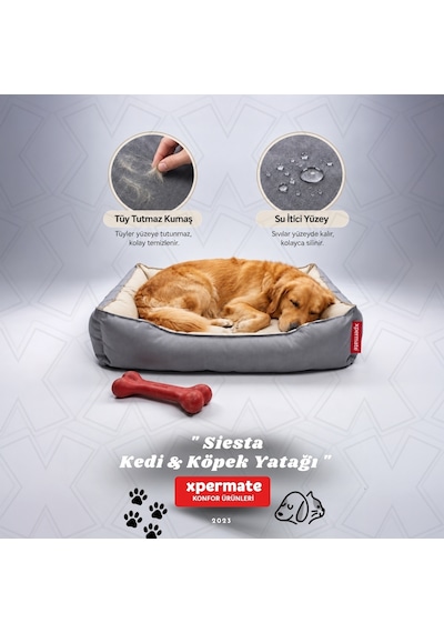 Xpermate Kedi Yatağı ve Köpek Yatağı 80 x 100 x 28 CM Fermuarlı Evcil Hayvan Yatağı Yuvi Siesta