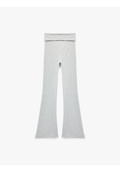 Koton Yüksek Bel Katlamalı Slim Fit Pijama Altı Gri Melanj 7wlk40242mk