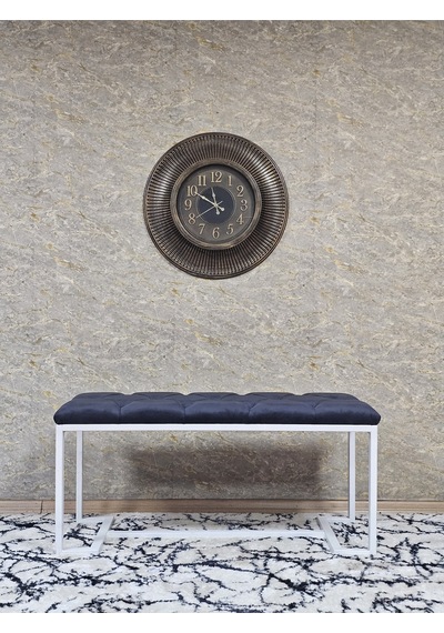 Zafir Beyaz Boyalı - L - Ayaklı 100 Cm X 38 Cm Oturak - Bench - Makyaj Taburesi - Makyaj Oturak Füme