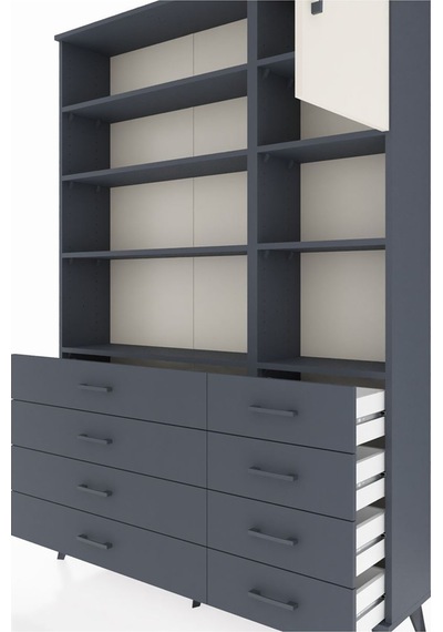 Arges Dolap 8 Raflı 8 Çekmeceli Tek Kapaklı 132x30x195 Antrasit-aytaşı/antrasit Aytası/antrasıt Arges Dolap 8 Raflı 8 Çekmeceli Tek Kapaklı 132x30x195 Antrasit-aytaşı/antrasit Aytası/antrasıt