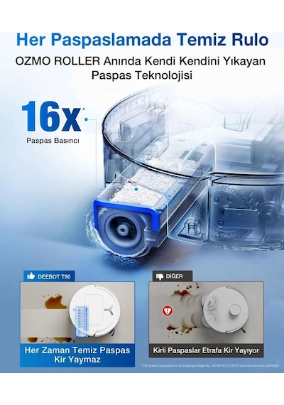 Ecovacs T80 18.000 Pa Omni Robot Süpürge Beyaz