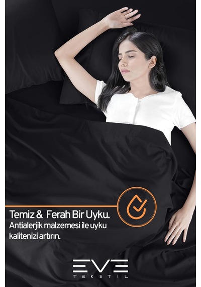 Eve Tekstil Fitted Yüksek Kaliteli Penye Kumaş Tek Kişilik Lastikli Çarşaf Siyah