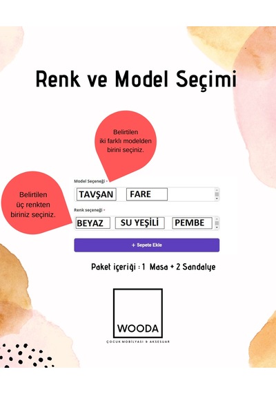 Wooda Montessori Çocuk Aktivite Yaz Sil Masa Sandalye Takımı
