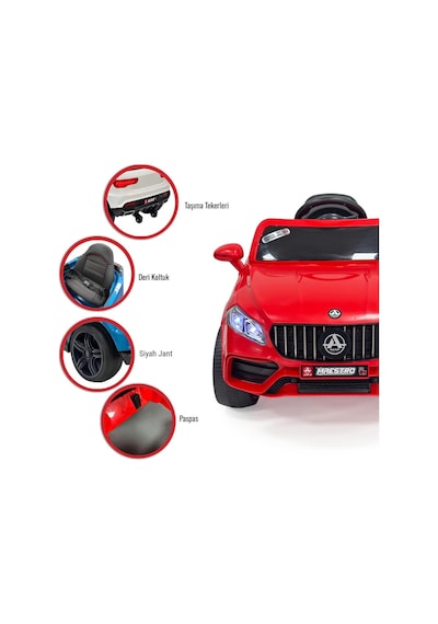 Maestro Gt 4x2 12v Akülü Uzaktan Kumandalı Emniyet Kemerli 2x Arka Süspansiyonlu Çocuk Akülü Araba Kırmızı