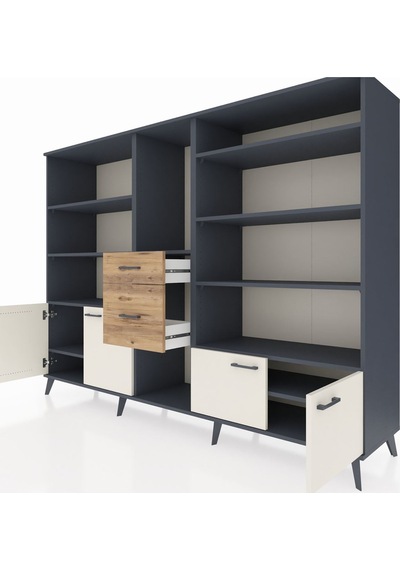 Hyperion Dolap 10 Raflı 2 Çekmeceli 4 Kapaklı 220x44x163 Antrasit Antrasit-aytaşı/çam Hyperion Dolap 10 Raflı 2 Çekmeceli 4 Kapaklı 220x44x163 Antrasit Antrasit-aytaşı/çam