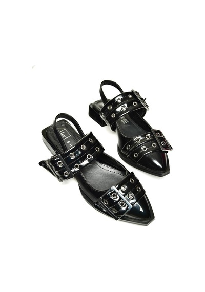 Fox Shoes U518600108 Siyah Rugan Alçak Topuklu Kadın Ayakkabı Siyah