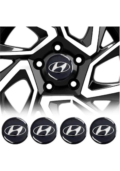 Hyundai Jant Göbeği Arması Alüminyum Jant Göbek Sticker 4'lü Set