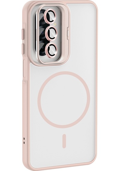 Galaxy Uyumlu A17 Kılıf Standlı Ve Kamera Lens li Mkst Etro Kapak - Gri Gri