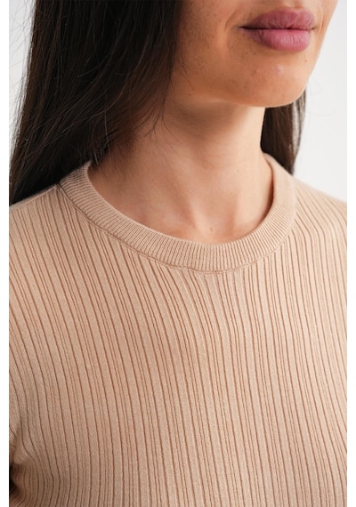Mixray 6938 Kadın Bisiklet Yaka Fitilli Triko Body Camel