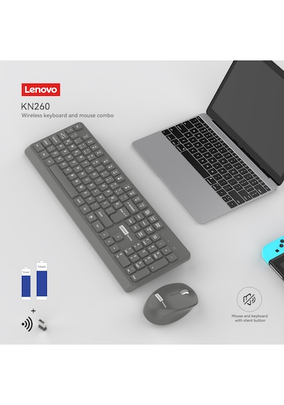Kn260 Kablosuz Klavye Mouse Set Sessiz Siyah 870042257 Optik