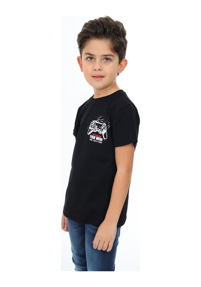 Toontoy Kids Toontoy Erkek Çocuk Oyun Konsol Baskılı Tişört Siyah