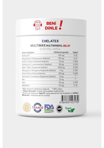Chelatex Multimax Multimineral Şelat Takviye Edici Gıda 60 Bitki