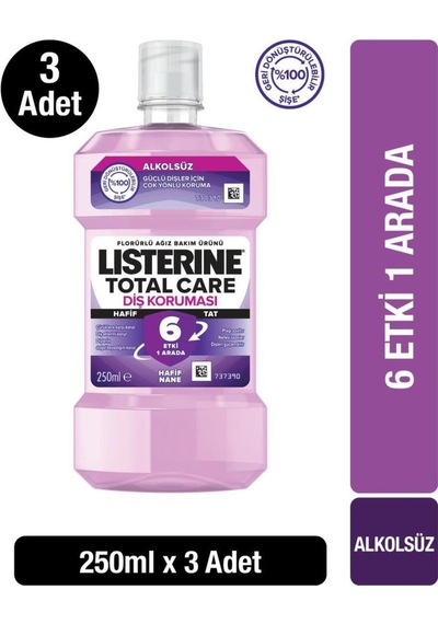 Listerine Total Care Zero Ağız Bakım Suyu 3 x 250 ML