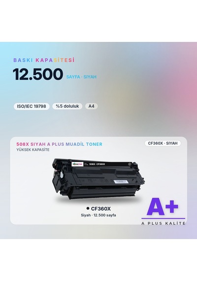 Hp 508x Cf360x Siyah Uyumlu Toner A Plus / Color Laserjet Enterprise M552 / M553 / Mfp M577
