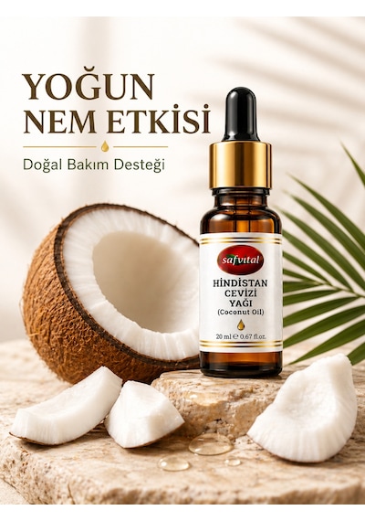 Hindistan Cevizi Yağı 20 Ml Doğal Bitkisel Bakım Yağı Cilt Ve Saç İçin Nemlendirici