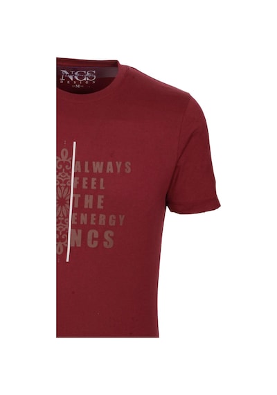 Erkek Tişört Bisiklet Yaka Bordo Slim Fit Desenli T-shirt Ncs Jeans 1203-bordo Bordo