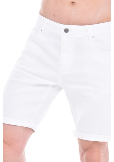 Cedy Denim Erkek Kot Şort Slim Fit Jean Şort - C342 Beyaz