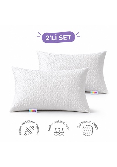 2'li Ultrasonik Kapitone Yastık - 800 Gram Beyaz