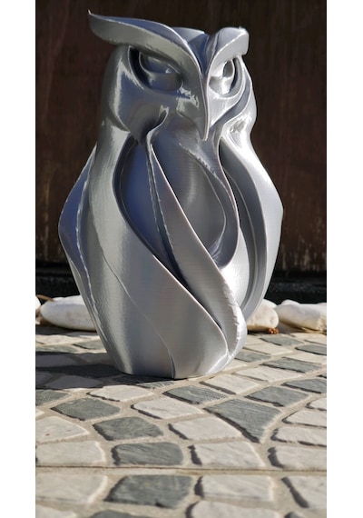 Gri Renk Baykuş Figürü Hediyelik Doğal Modern Tasarım 14cm