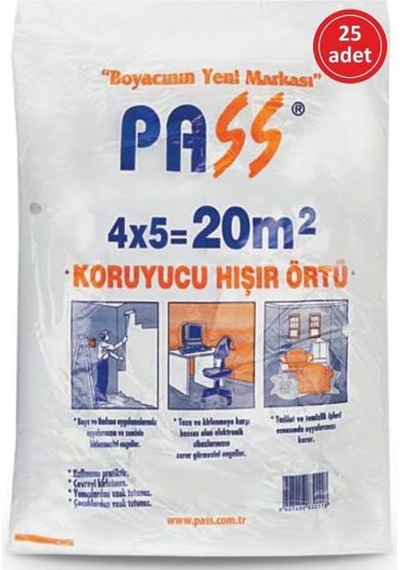pass Hışır Koruma Boya Örtüsü-20m2 (25 Adet)-eşyalarınız Temiz Kalır-sonradan Temizlik Yapmak Gerektirmez