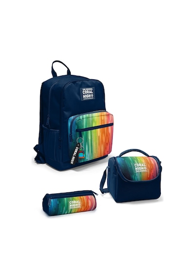 Coral High Lacivert Renkli Çizgili 3 Lü Okul Çanta Seti Set0123690 Lacivert - Saks