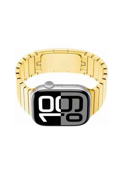 Apple Uyumlu  Watch 10 46mm Krd-35 Çizgi Tasarım Metal Kordon