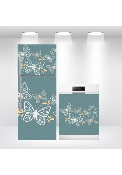 Buzdolabı Ve Bulaşık Makinesi Kapak Sticker Folyo Kaplama Kelebek (313364652)
